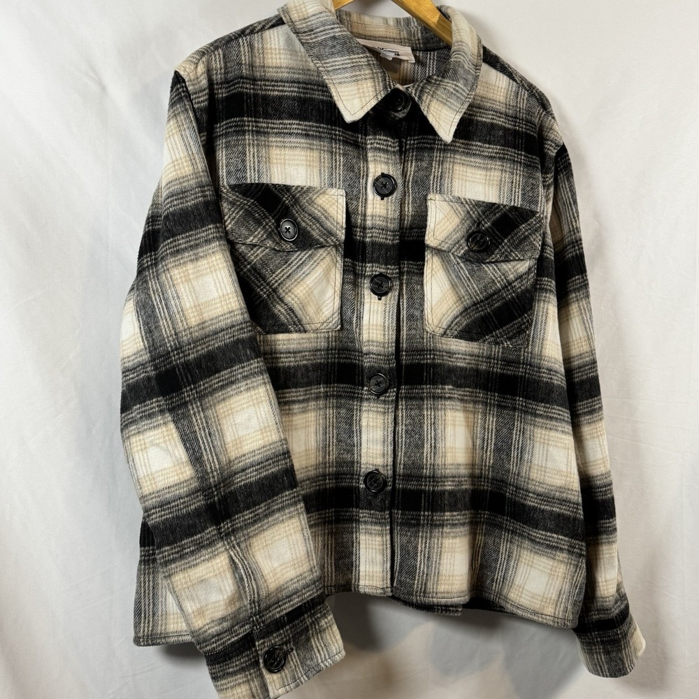 Steve Madden Flannel Women's Shacket 2XL BB Dakota Black & Tan‎ Buffalo Plaid